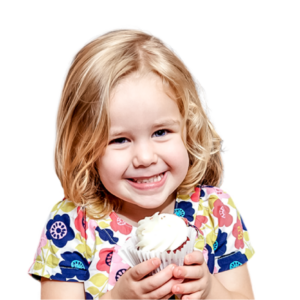 Girl holding a cupcake