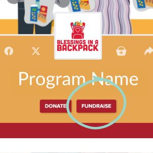 Fundraise button on Blessing's in a Backpack's giving website